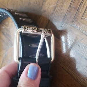 Harley Davidson Women's Size 34 Belt Black & Silver Leather